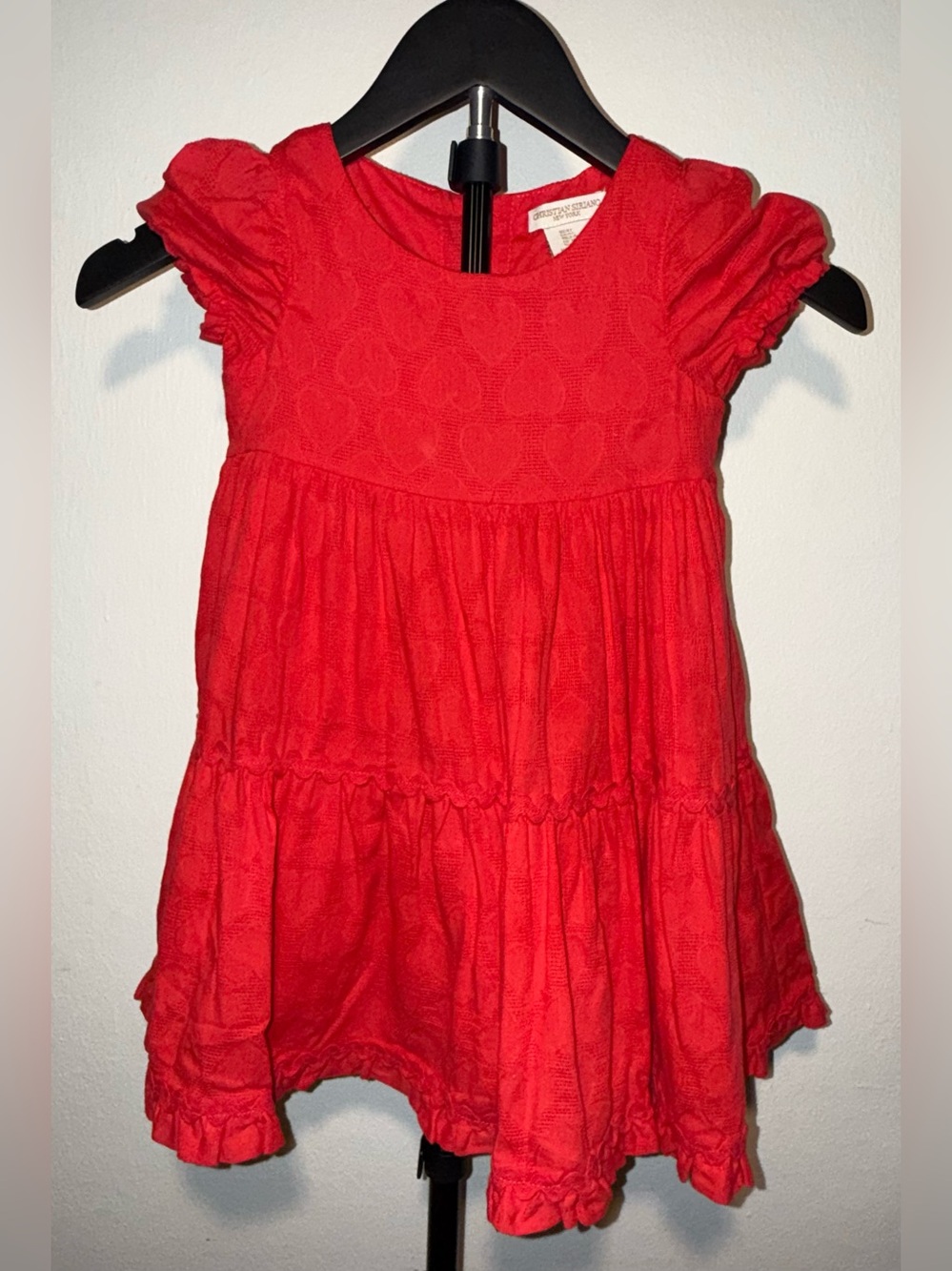Christian Siriano New York red toddler dress w/textured heart pattern, size 4T